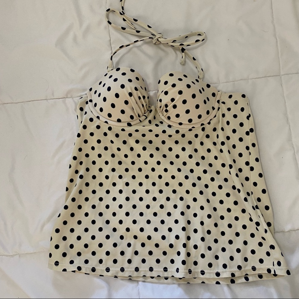 J. Crew polka dot tankini swim top
